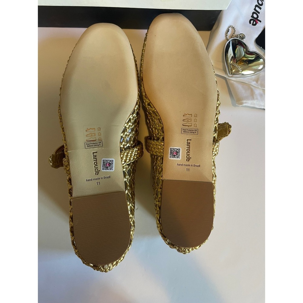 Larroude Women's Metallic Verona Macrame Ballet Flats 11 Luxury NEW - Picture 4 of 7